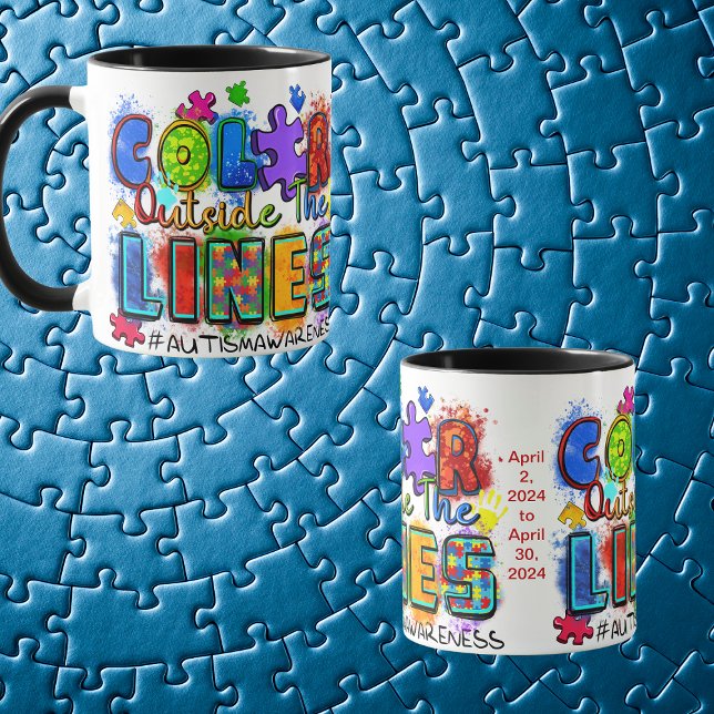 Caneca Mês de aceitação do Autismo personalizado Mês de a (Celebrate Autism Acceptance Month with a splash of color and a personal touch with this mug!)