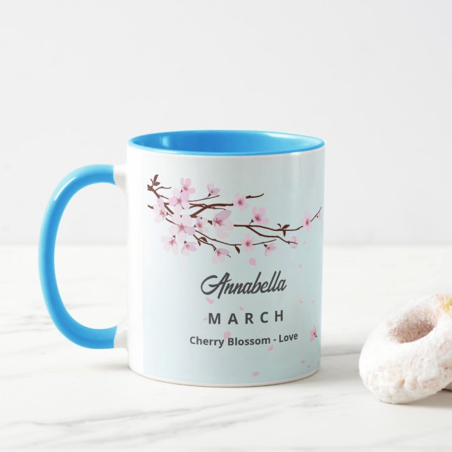 Caneca Mês de Nascimento de Café Mês de Março (Com Donut)