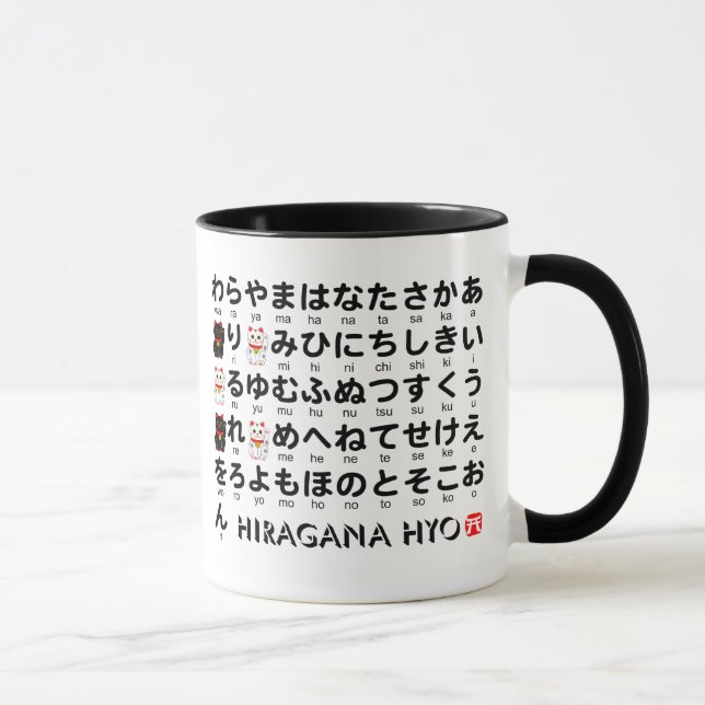 Caneca Mesa japonesa dos Hiragana & dos Katakana (Direita)