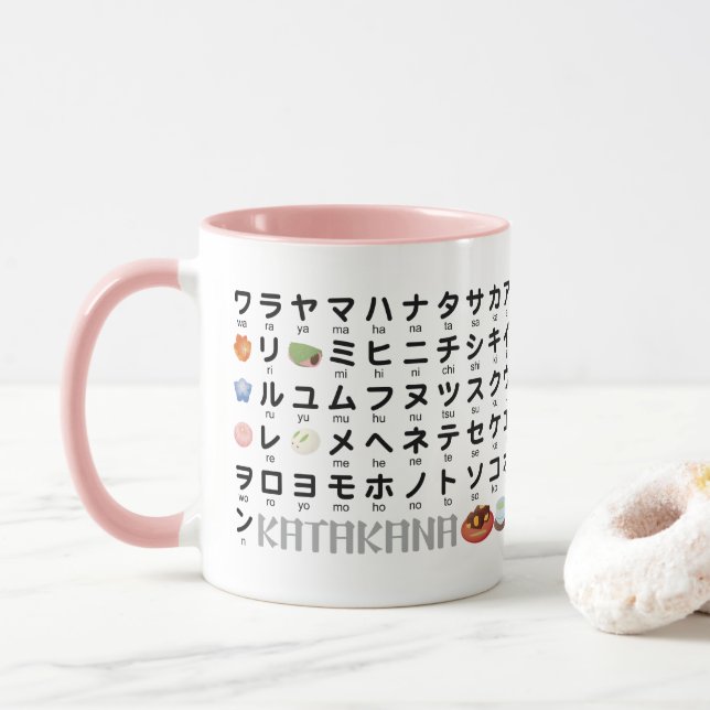 Caneca Mesa Japonesa Hiragana & Katakana (Wagashi) (Com Donut)