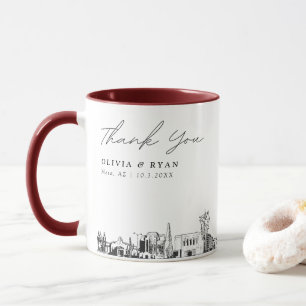 Caneca Mesa Skyline Sketch Simples Casamento Personalizad