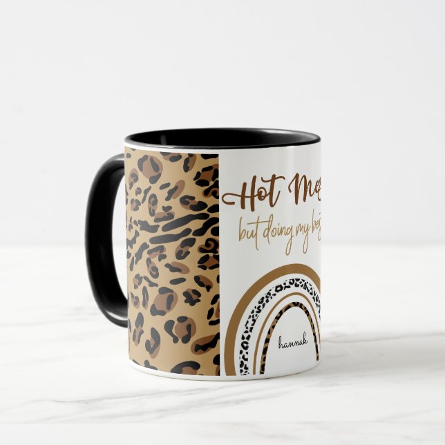 Caneca Mess Quente - Impressão Leopard Arco-Íris Personal (Frente Esquerda)