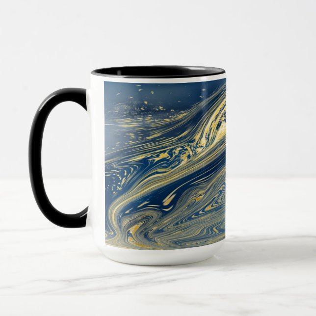 Caneca metálica azul e dourada (Esquerda)