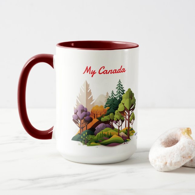 Caneca Meu Canadá Vermelho e Verdes NATUREZA (Com Donut)