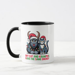 Caneca Meu Gato e o Krampus Têm a Mesma Energia Engraçado