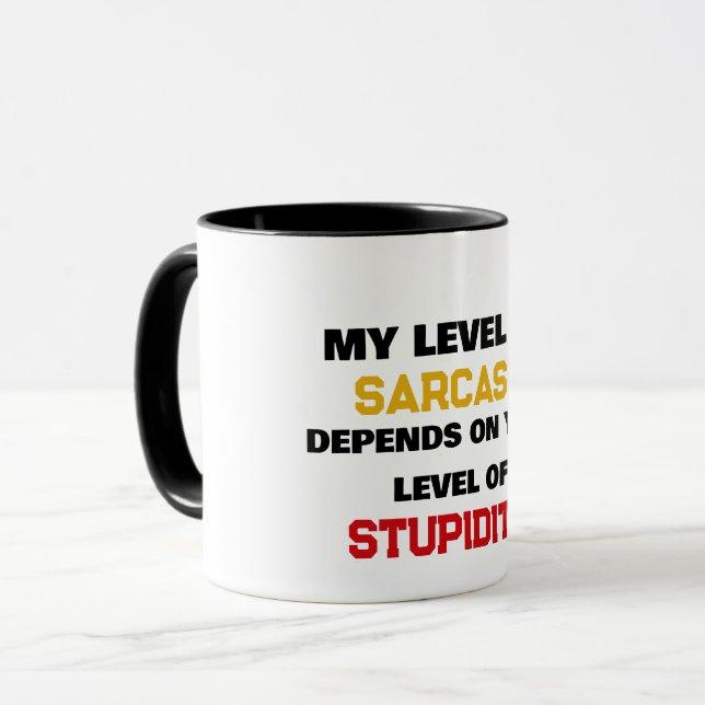 Caneca Meu Nível De Sarcasmo Depende Da Sua Estupidez Div (Frente Esquerda)