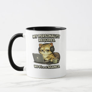 Caneca Meu Perfil Exige Wi-Fi e Silêncio Gato