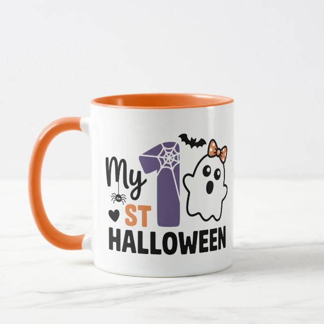 Caneca Meu Primeiro Halloween Bebê Fantasma Menina Fofa (Esquerda)