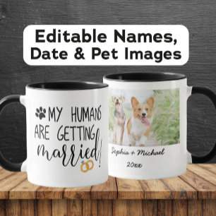 Caneca Meus Humanos estão se casando Foto de Cachorro & G