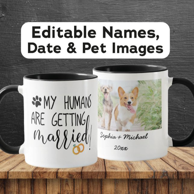Caneca Meus Humanos estão se casando Foto de Cachorro & G (Criador carregado)