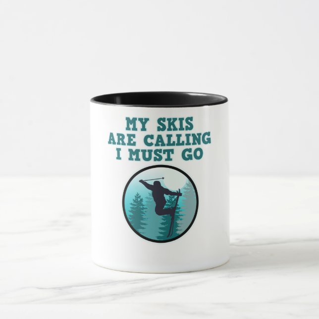 Caneca Meus Skis Estão Chamando Esportes Skiier Snowboard (Centro)