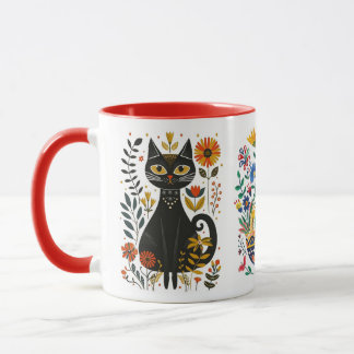 Caneca Mexicana Cats and Bouquet,