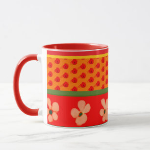 Caneca Mexicana com Desenhos Verdes e Vermelhos