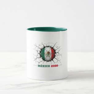 Caneca México Bola de Futebol de 2026 Rachando a Parede -