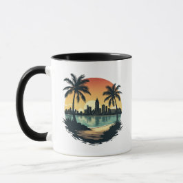 Caneca Miami Beach Florida City Skyline Coffee Mug