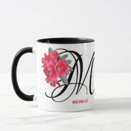 Caneca Michelle personalizável chama flores vermelhas tre