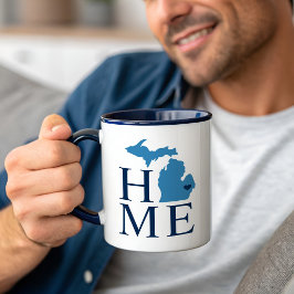 Caneca Michigan Home Blue e Marinho Custom City Heart