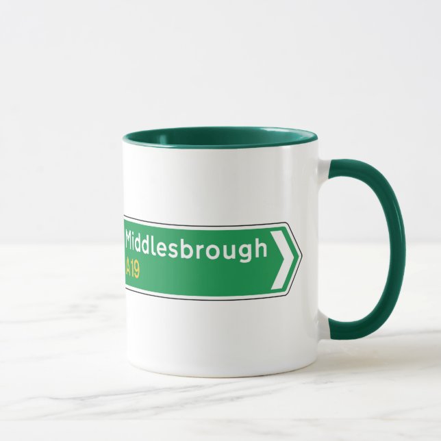 Caneca Middlesbrough, sinal de estrada BRITÂNICO (Direita)