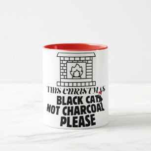 Caneca Mikitiez engraçadinho gato preto natal carvão papa