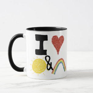 Caneca Mim coração Sunshines e arcos-íris