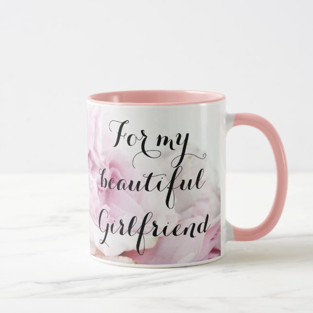 Caneca Minha bela Namorada Bonito no Floral Rosa Rosa Ros (Direita)