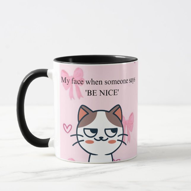 Caneca “Minha Cara Quando Alguém Diz Seja Simpático” Cane (Esquerda)