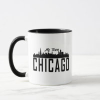 Minha cidade de Chicago Skyline Old Stripe Silhoue