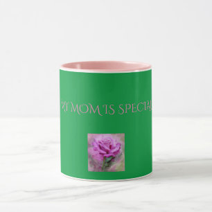 Caneca 'MINHA MÃE É ESPECIAL' rosa rosa/verde duas cane