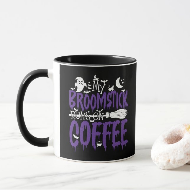 Caneca Minha Vassoura Funciona Com Café Bruxa Vassoura Ha (Com Donut)