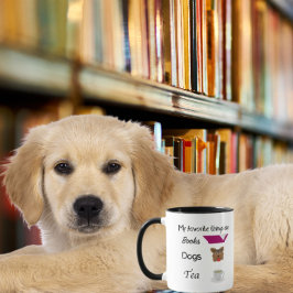 Caneca Minhas coisas favoritas Livros, Cães, Chá