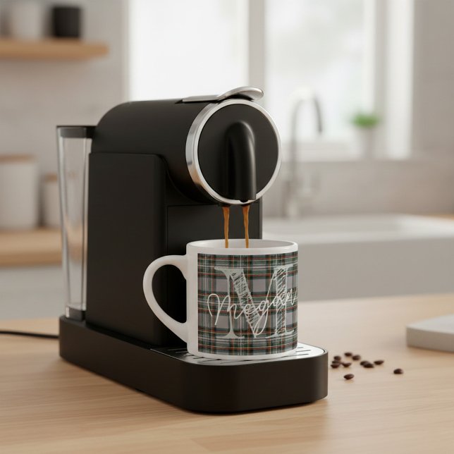 Caneca Mini de Café Xadrez Escocês Personalizada (Criador carregado)