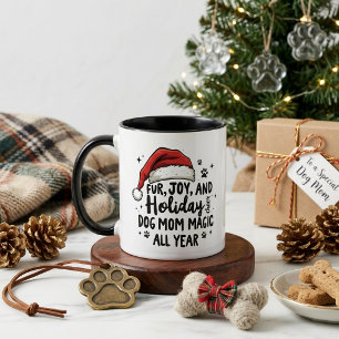 Caneca Mínima diversão de Natal, chapéu e tipografia, mãe