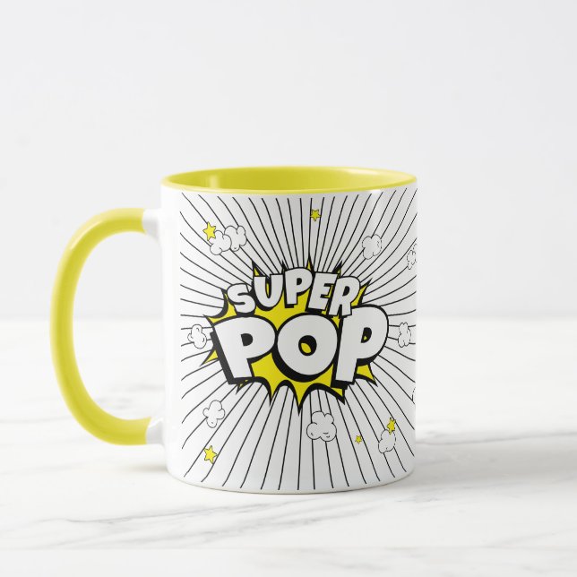Caneca Minimal Fun SUPER POP! Popcorn Pun | Pop Art (Esquerda)
