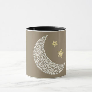 Caneca Minimal Moon & Gold Stars Celestial Coffee Mug