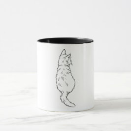Caneca Minimalist Cat Back View Line Art