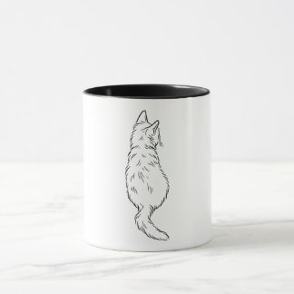 Caneca Minimalist Cat Back View Line Art