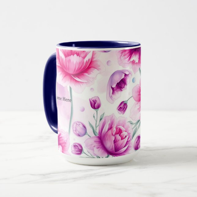 Caneca Minimalist Purple Floral Ribbon IWD 2026 (Frente Esquerda)