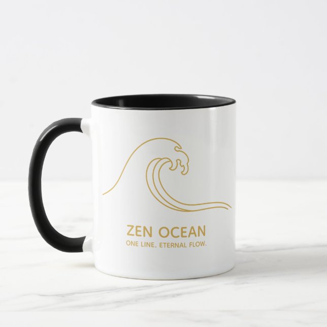 Caneca Minimalist Zen Wave | Abstract Ocean Line (Esquerda)