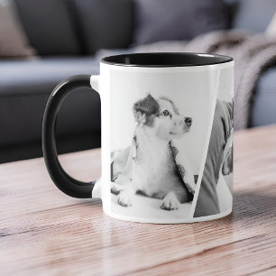 Caneca Minimalista 1 ou 3 Fotos de Animais Preto & Branco
