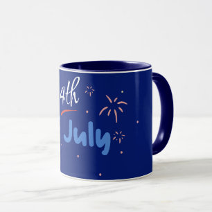 Caneca Minimalista "4 de Julho" com Explosões de Fogos de