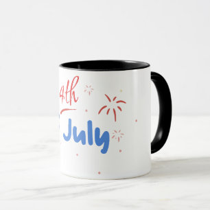 Caneca Minimalista "4 de Julho" com Explosões de Fogos de