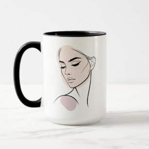 Caneca Minimalista Abstrata Linha Feminina 3 (Com Cor)