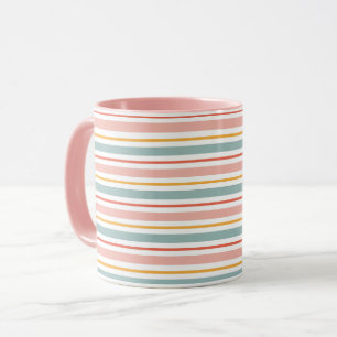Caneca Minimalista Boho Linhas Horizontais Tons Terrosos