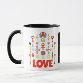 Caneca Minimalista Forte de Casal de Café e Amor