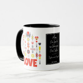 Caneca Minimalista Forte de Casal de Café e Amor