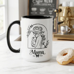 Caneca Minimalista Preto & Branco 1º Dia das Mães Est.