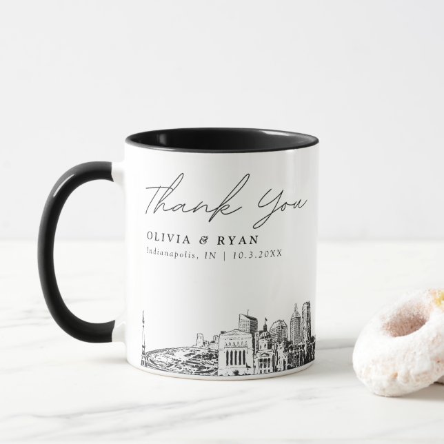 Caneca Mínimo de Casamento de Café Personalizado de India (Com Donut)