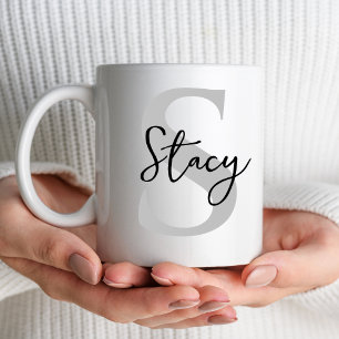 Caneca Mínimo - Letra Inicial Monograma Presentes de Nata