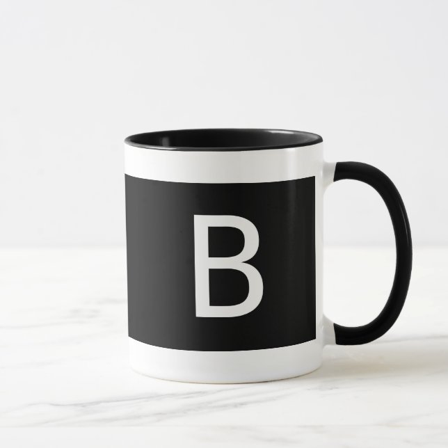 Caneca Mínimo Moderno Monograma Branco Negro Mão Direita (Direita)