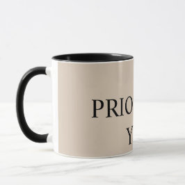 Caneca Mínimo Priorizar Você Citação bege